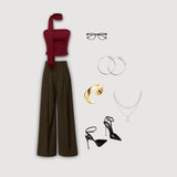 Strapless Scarf Co-Ord Set - Mehndi brown