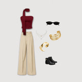 Strapless Scarf Co-Ord Set - Beidge