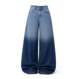 Women's Ombre Wash Baggy Wide Leg Jeans