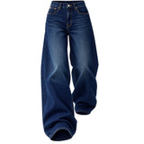 Blue Broad Striped Shirt with Relaxed Wide-Leg Jeans