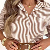 Brown  striped shirt | Vintage shirt | womens