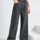 High waist Charcoal baggy jeans | womens