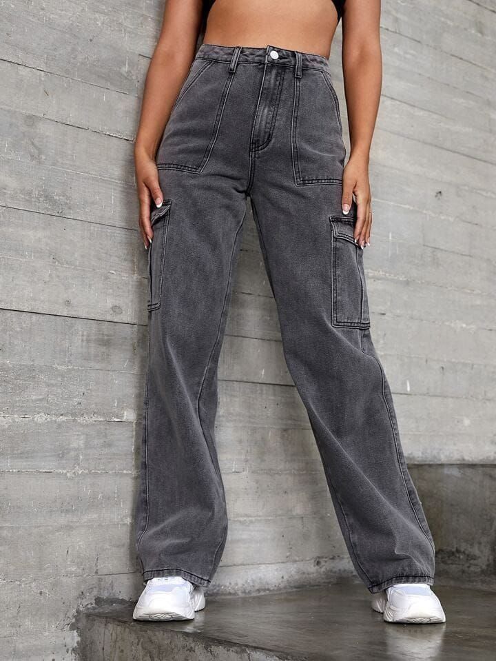 High waist cargo jeans | womens