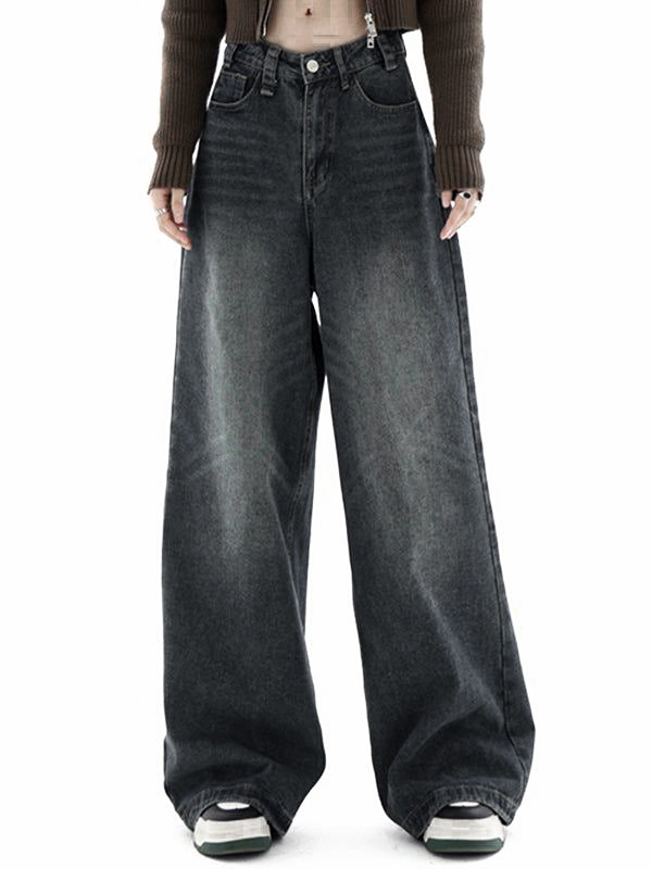 High waist black shade baggy jeans | womens